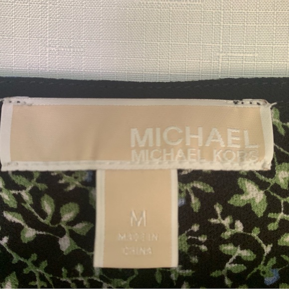 Michael Kors Floral V-Neck Print Peasant Career Top Blouse - Picture 4 of 4